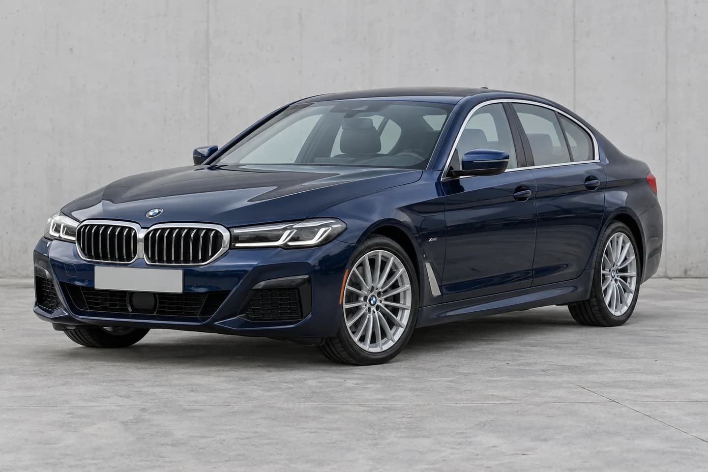 BMW 540i xDrive, ilustracja AI, widok z przodu pod kątem
